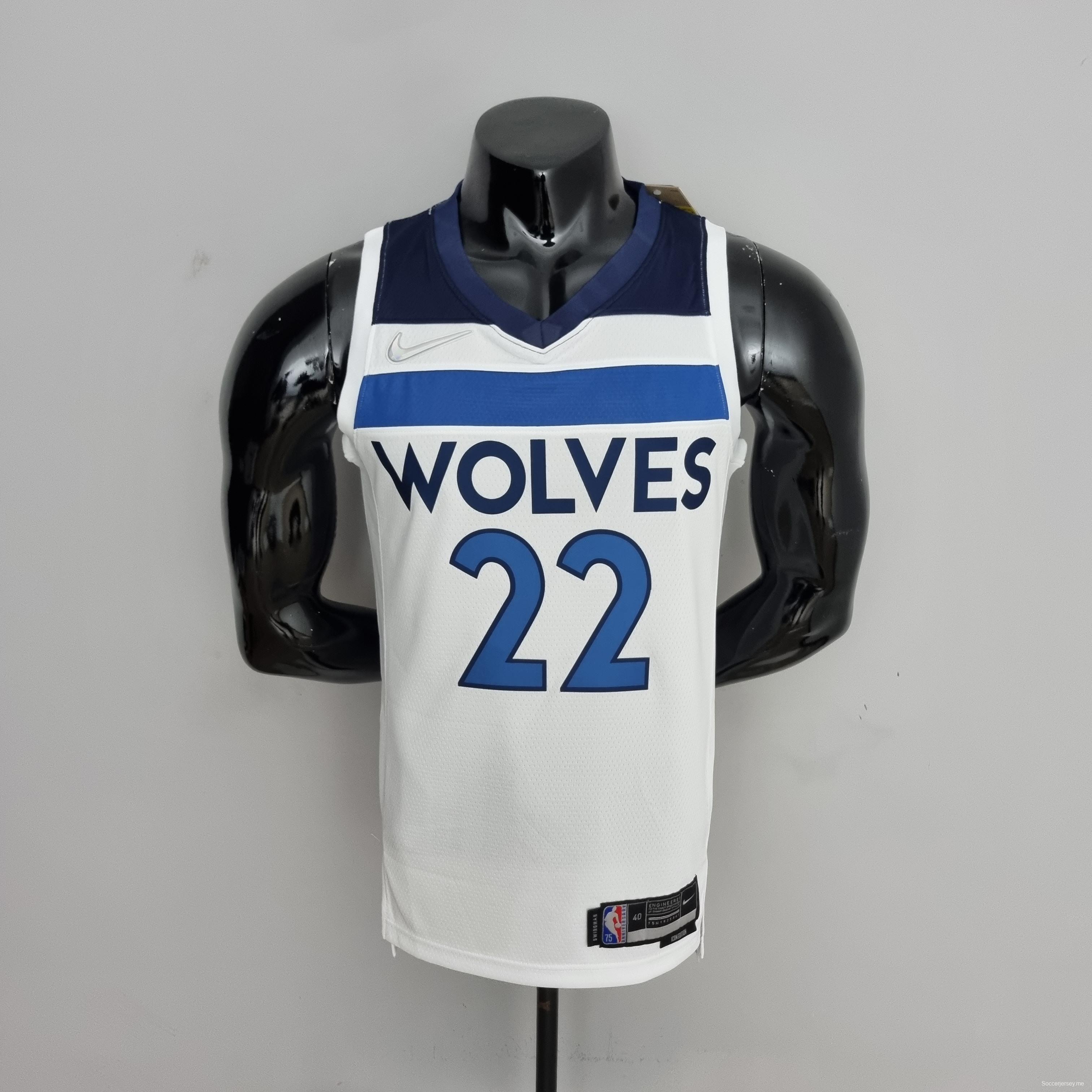 75th Anniversary Minnesota Timberwolves Wiggins #22 Royal White NBA Jersey