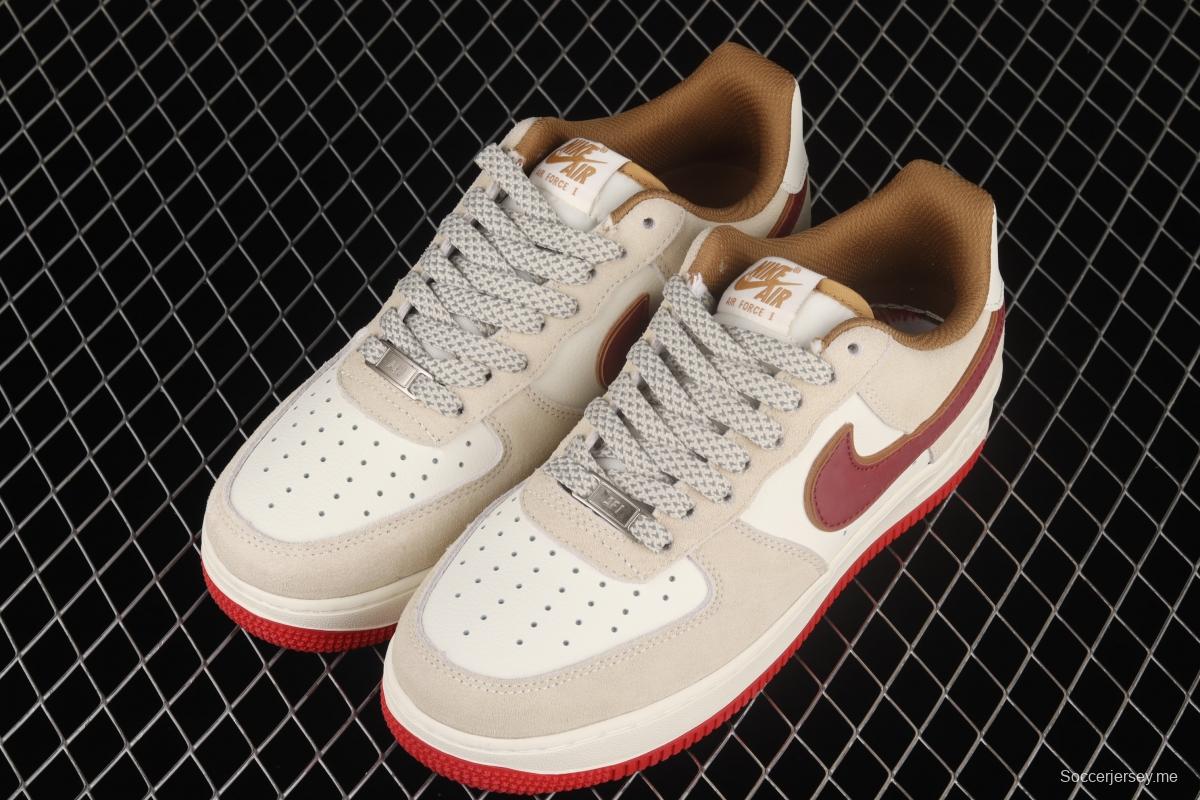 NIKE Air Force 1x07 SU19 rice white Chinese red suede low-top casual board shoes QZ3068-226