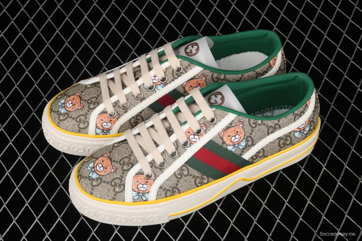 Gucci Tennis 1977 Print Sneaker canvas bear printed retro leisure sports board shoes