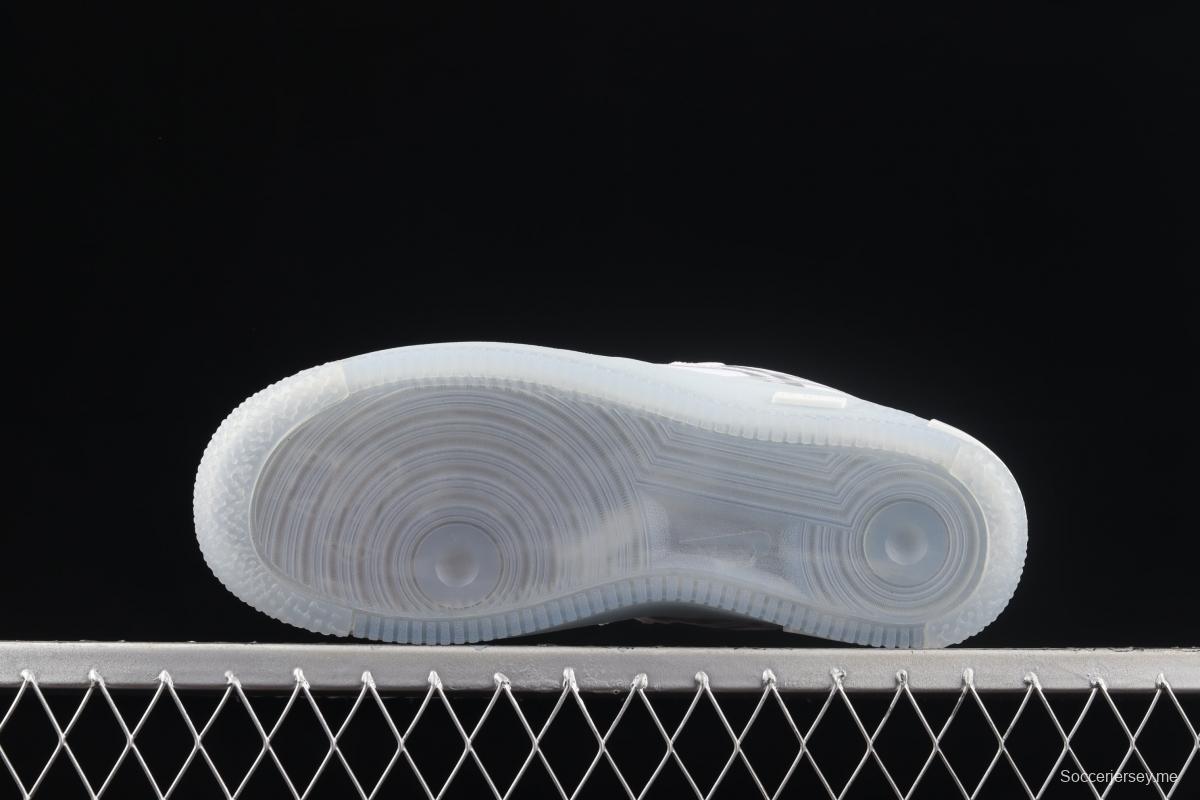 NIKE Air Force 1 React QS Light Bone Analysis of Ice Blue low Upper Board shoes CQ8879-100