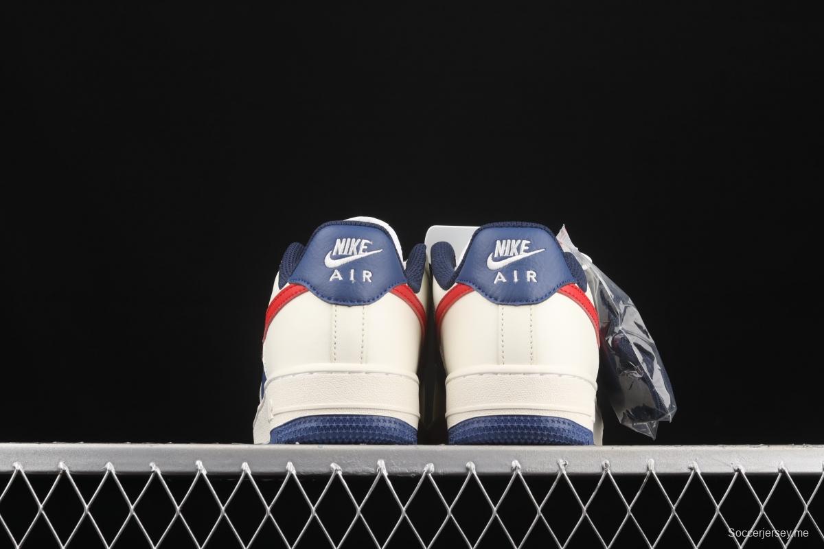 NIKE Air Force 1x07 Low white, blue and red stitching low-top casual board shoes CW2288-901