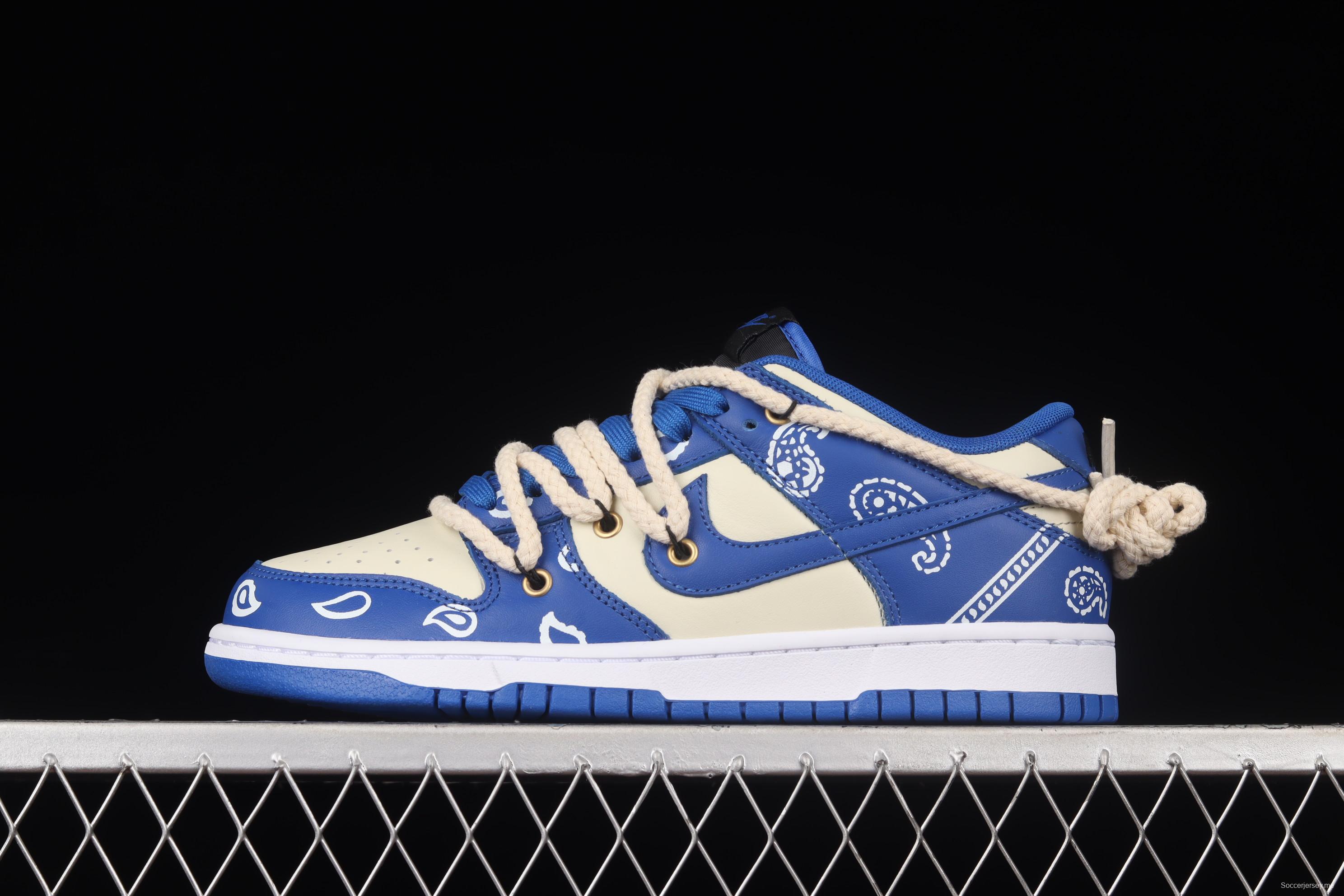 NIKE DUNK Low Retro beige lightning blue retro cashew flower deconstruction shoelace SB buckle shredded backboard fashion leisure board shoes DD1391-001