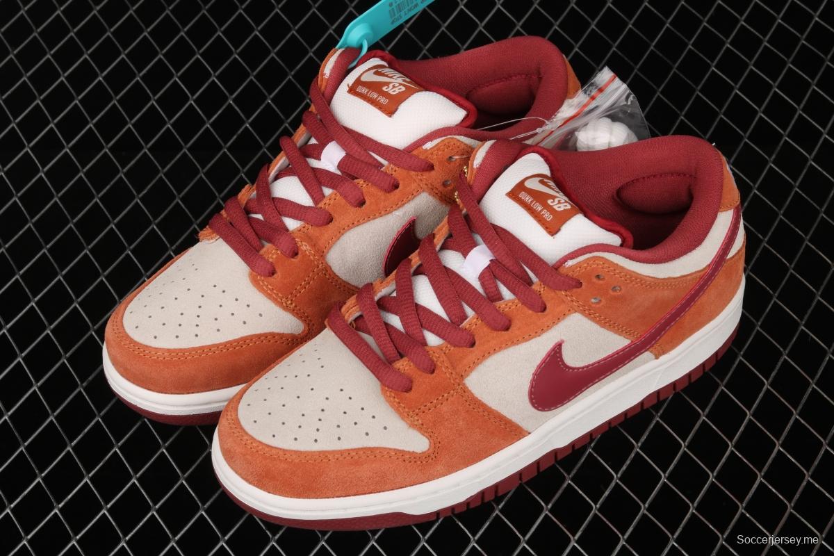 NIKE SB DUNK Low Pro brown-red color matching low-top casual board shoes BQ6817-202