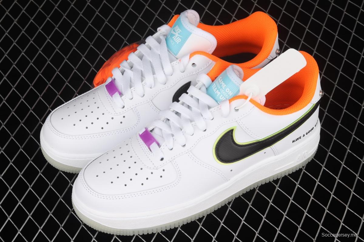 NIKE Air Force 1107white-black orange low-top leisure sports shoes DO2333-101,