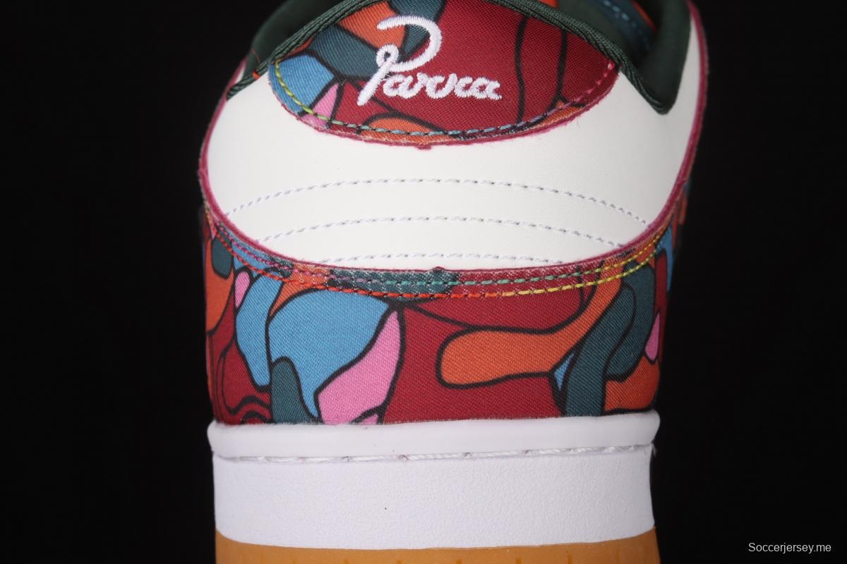 Parra x NIKE DUNK SB Low Pro White, Blue and Red Abstract Art Olympic Slam Dunk Series retro low-side leisure sports skateboard shoes DH7695-600