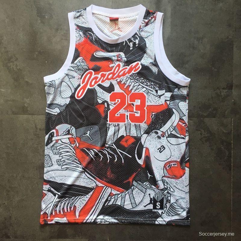 Men's Michael Jordan Gray And Red Retro Classic Team Jersey