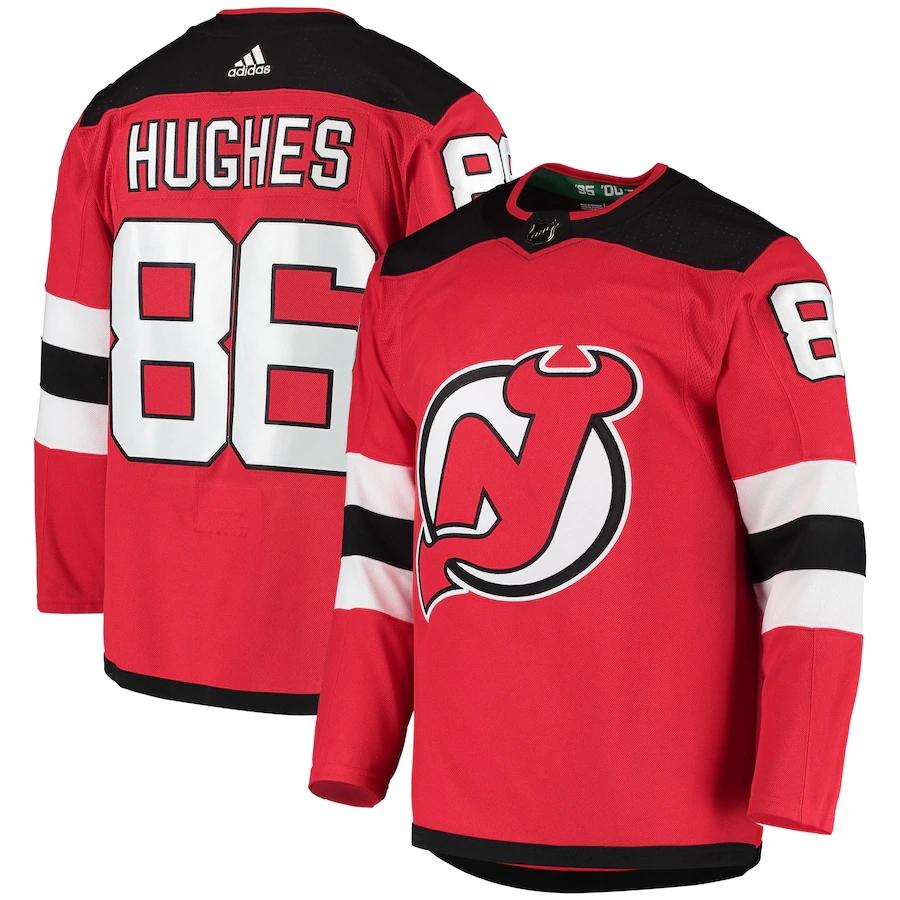 Women's Jack Hughes Red Home Player Team Jersey