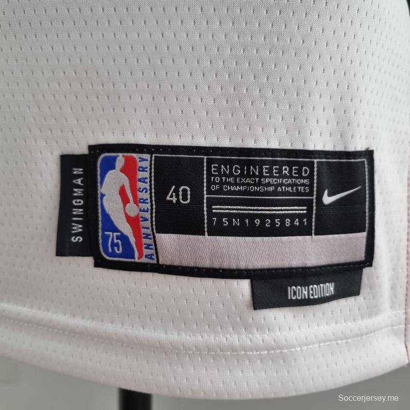 الذكرى ال 75 لميامي هيت ميامي هيت #6 قميص دوري كرة السلة الأمريكي للمحترفين الأبيض
