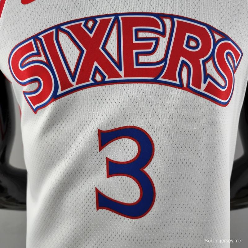 قميص الصاعد فيلادلفيا 76ers ايفرسون رقم 3 أبيض في الدوري الأمريكي للمحترفين

