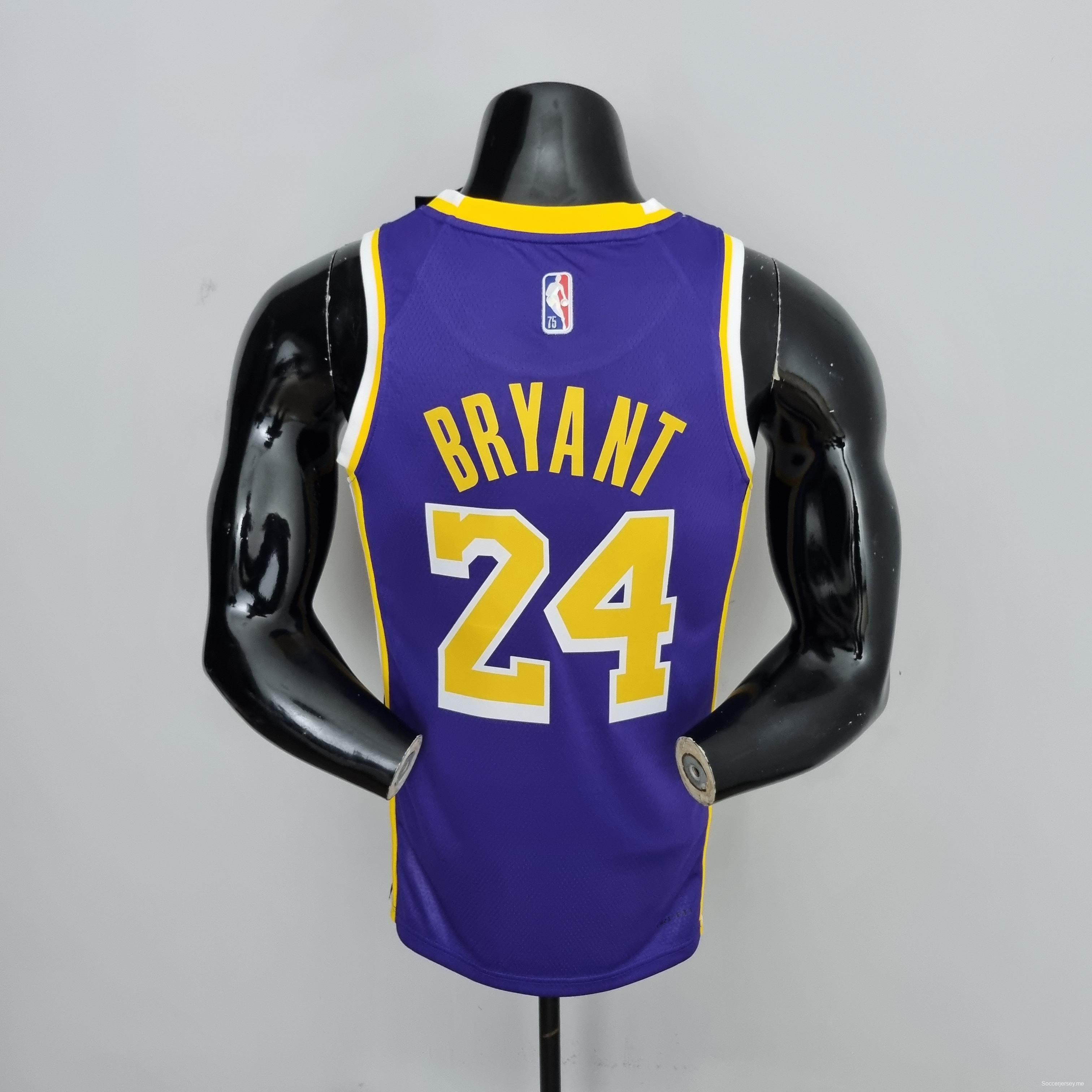الذكرى 75 لقميص BRYANT#24 لوس أنجلوس ليكرز جوردان جوردان قميص دوري كرة السلة الأمريكي للمحترفين البنفسجي
