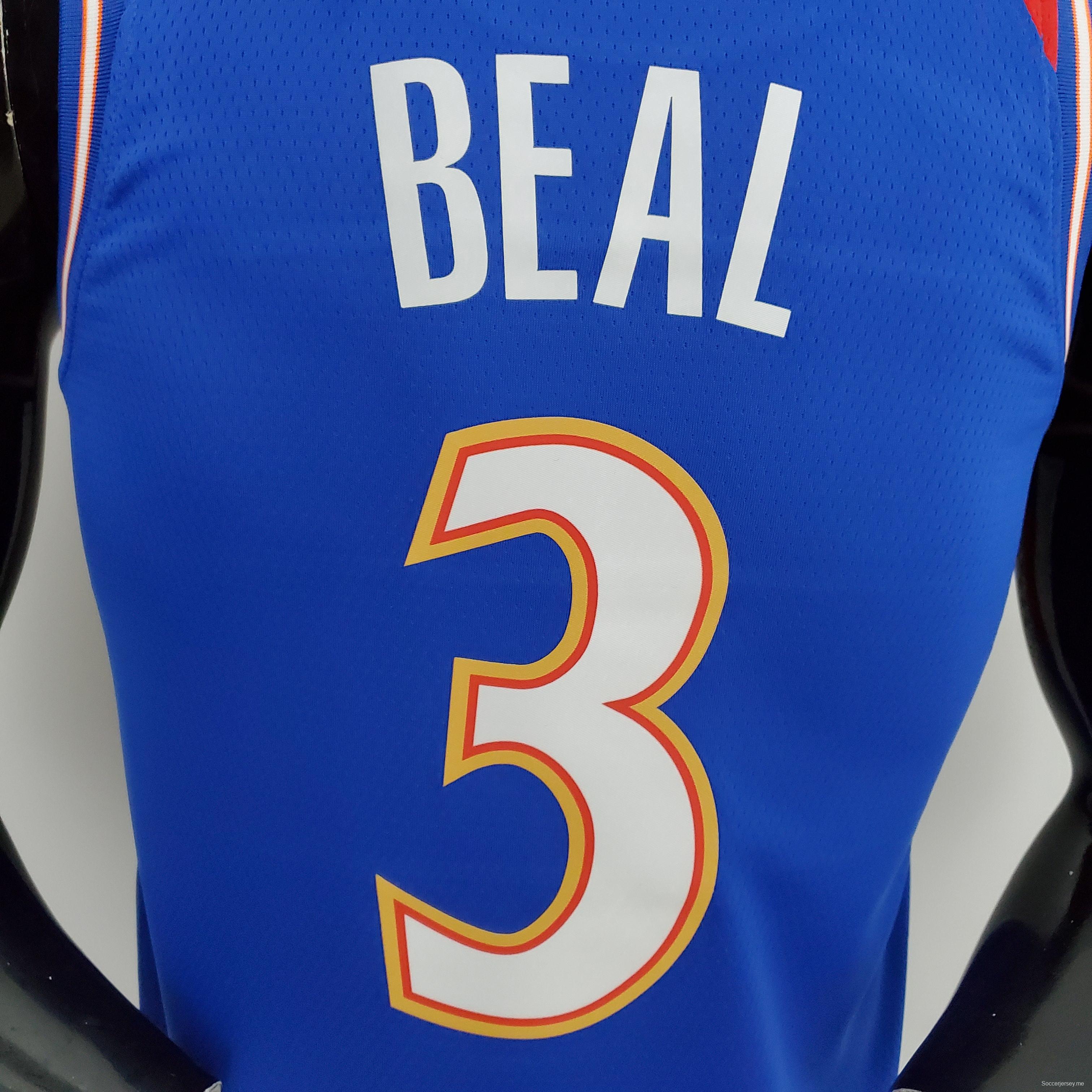 2022 موسم 2022 واشنطن ويزاردز واشنطن ويزاردز BEAL#3 إصدار تالنت سيتي أزرق أحمر من قميص الدوري الأمريكي للمحترفين
