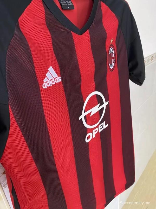 قميص ريترو 02/03 قميص أصلي مزدوج الطبقة لميلان الإيطالي
