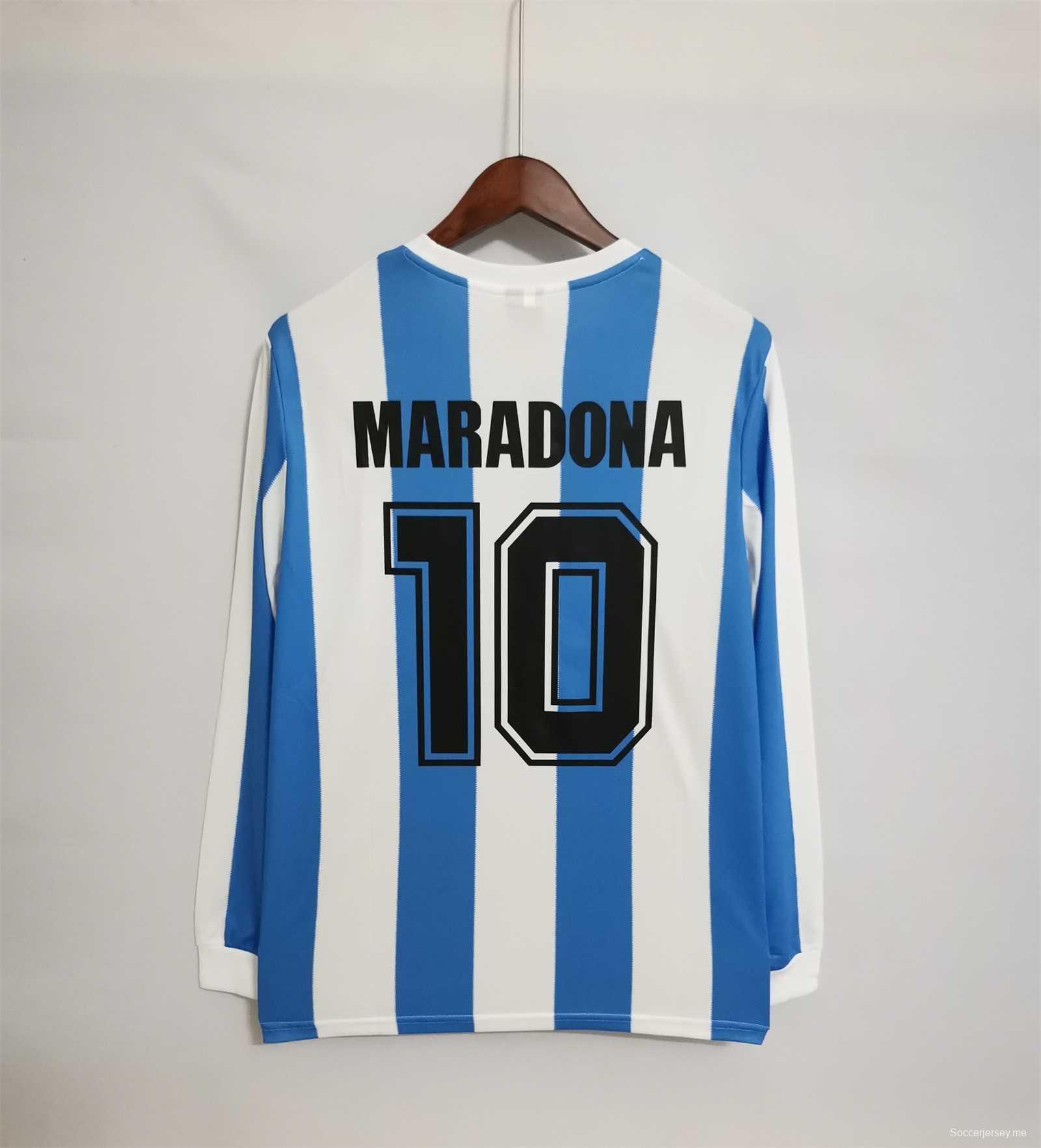 قميص المنتخب الأرجنتيني بأكمام طويلة الأكمام ريترو 1986
