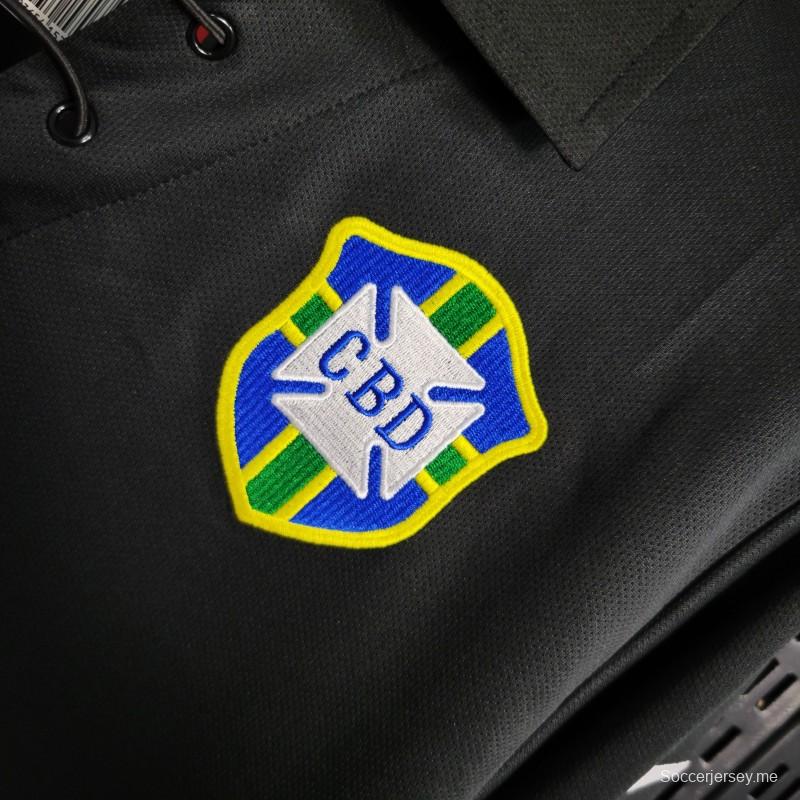 قميص ريترو 2004 البرازيل 2004 إصدار خاص أسود بأكمام طويلة أسود
