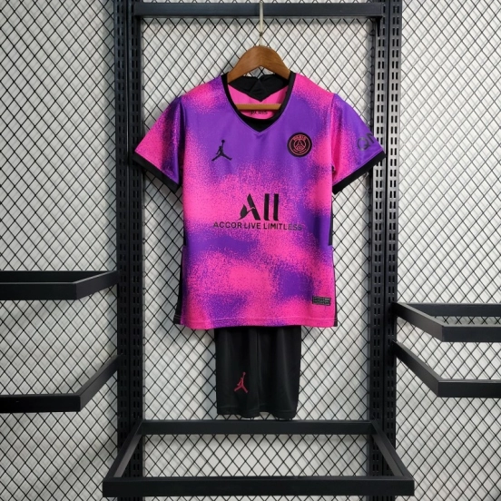 قميص ريترو 20-21 أطفال باريس سان جيرمان باريس فورتس وردي مقاس 16-28
