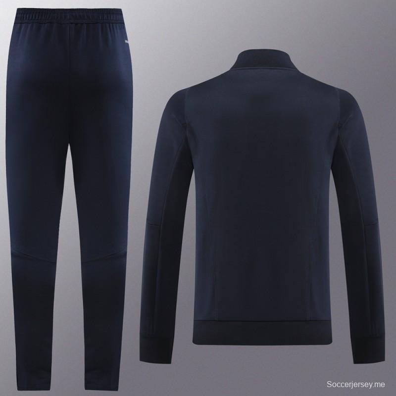 23 24 23 24 ريال مدريد أزرق داكن كامل السحاب + بنطلون + بنطلون
