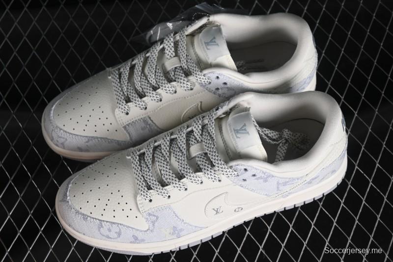 Nike SB Dunk Low LV Collaboration - Tie-Dye Denim Glow in the Dark Anniversary Custom Low-Top Casual Sneakers - FC1688-192