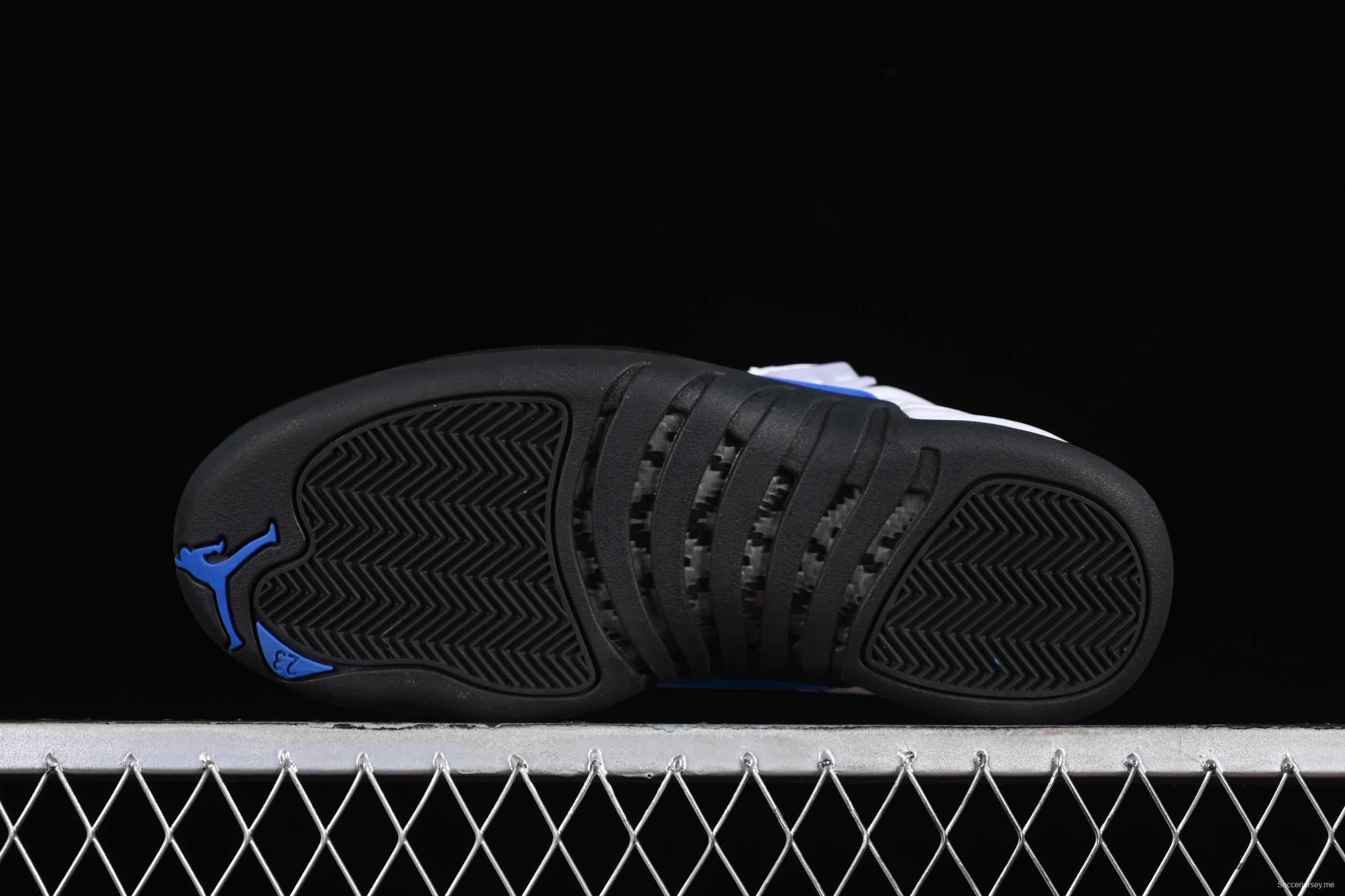 Nike Air Jordan 12 Retro Basketball Shoes in White Black Blue - CT8013-140