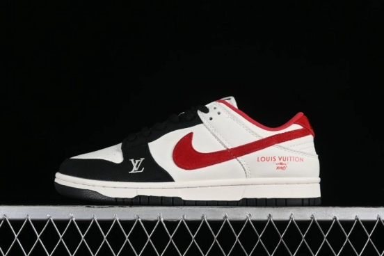 Nike SB Dunk Low LV Collaboration - Beige Black Red Glow in the Dark Anniversary High-End Custom Low-Top Casual Skate Shoes - JH8035-931