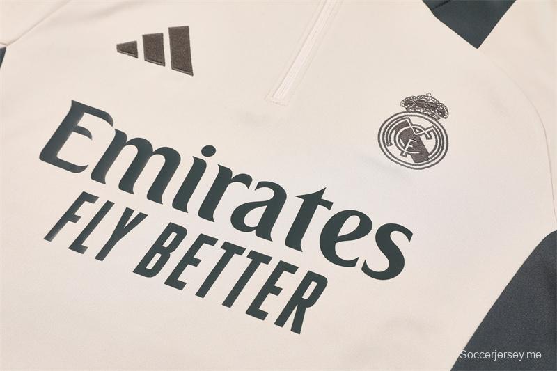 24/25 ريال مدريد جاكيت نصف سحاب كاكي + بنطلون طويل + بنطلون طويل
