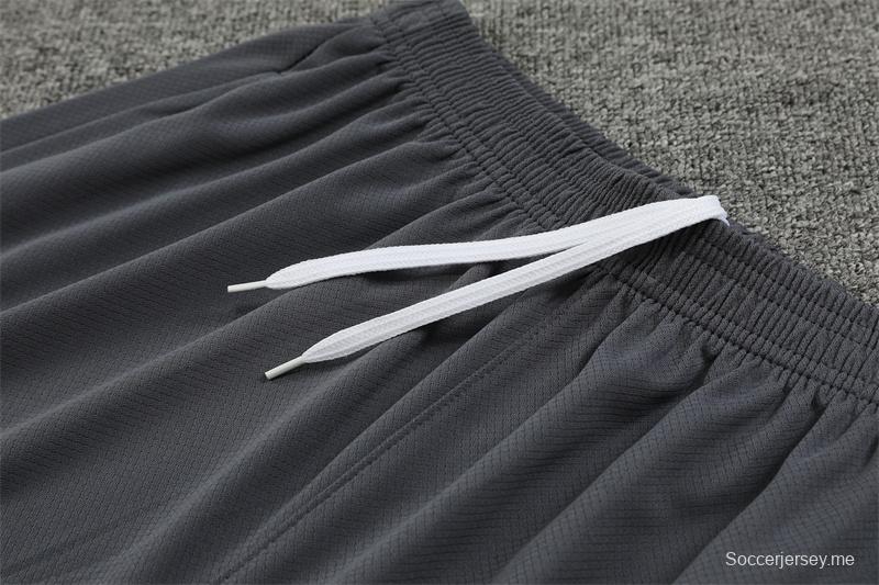 24/25 باريس سان جيرمان قميص بأكمام رمادي قصير الأكمام + شورت قصير الأكمام