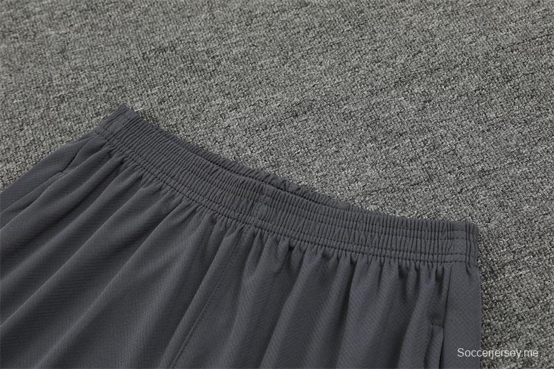 24/25 باريس سان جيرمان قميص بأكمام رمادي قصير الأكمام + شورت قصير الأكمام