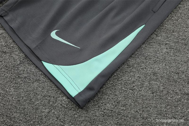 24/25 باريس سان جيرمان قميص بأكمام رمادي قصير الأكمام + شورت قصير الأكمام