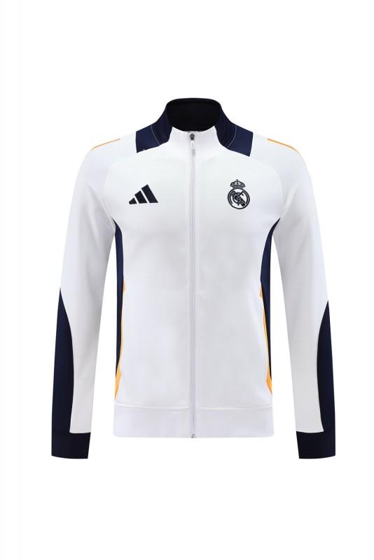 24/25 ريال مدريد جاكيت أبيض بسحاب كامل + بنطلون طويل + جاكيت أبيض بسحاب كامل