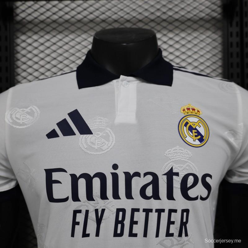 إصدار اللاعب 24/25 قميص ريال مدريد الأبيض قبل المباراة 24/25 ريال مدريد قبل المباراة