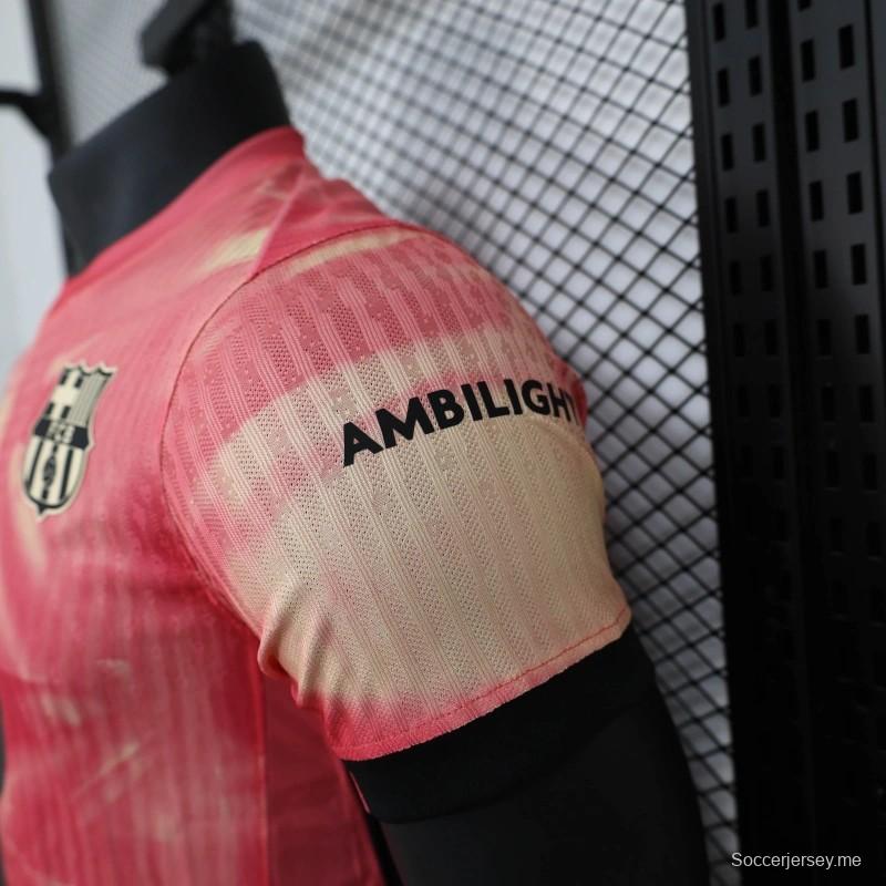 25/26 نسخة اللاعب 25/26 قميص الذكرى 125 لبرشلونة إصدار خاص وردي اللون الوردي