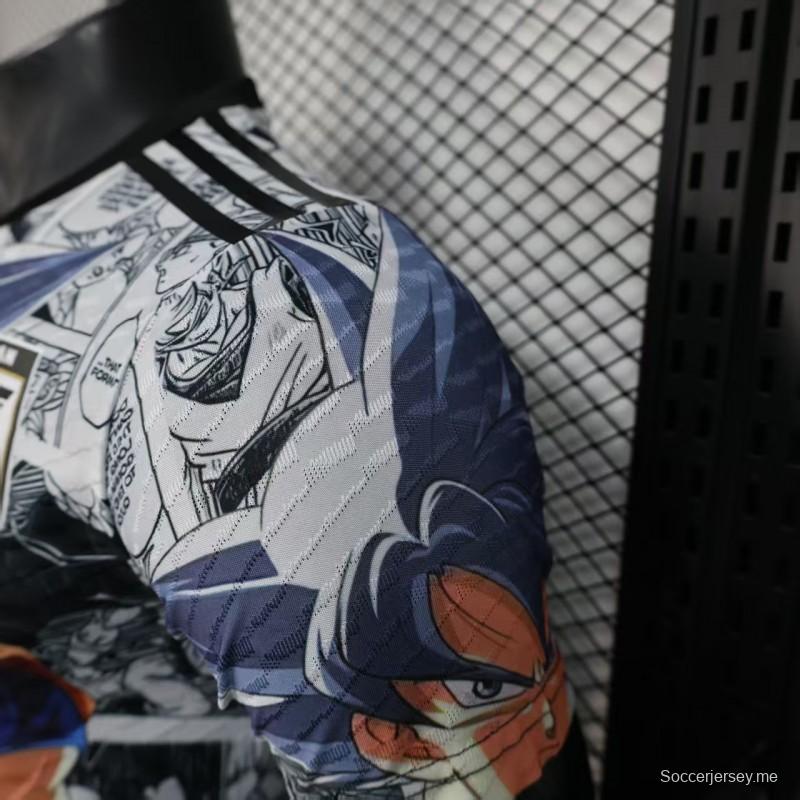 إصدار اللاعب 2025 قميص أبيض ياباني مع قميص دراغون بول غوكو جرافيك