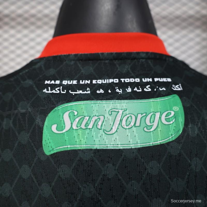 إصدار اللاعب 25/26 سي دي بالستينو بالستينو قميص أسود بخطوط حمراء-خضراء وراعي بنك فلسطين