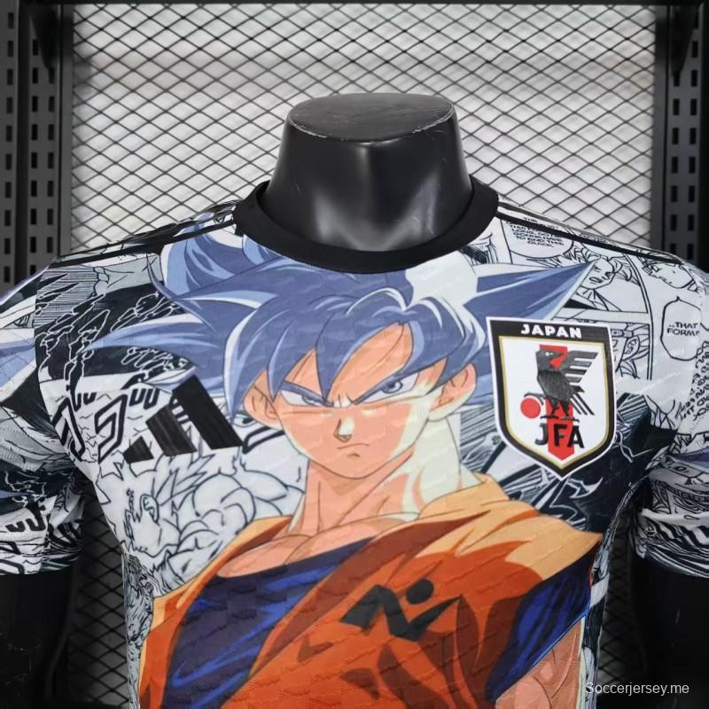 إصدار اللاعب 2025 قميص أبيض ياباني مع قميص دراغون بول غوكو جرافيك
