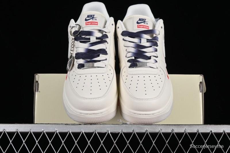 Nike Air Force 1 '07 Low Supreme Collaboration - White Blue Color Block Low-Top Casual Sneakers - XZ6188-001