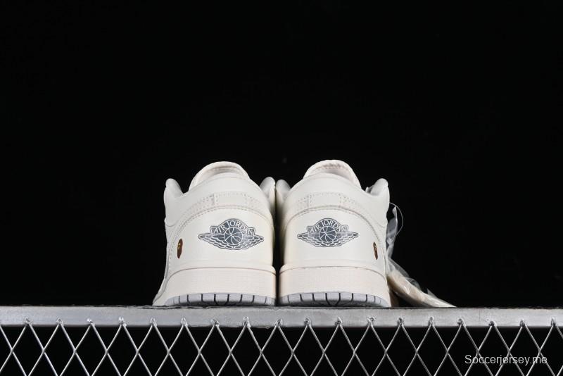 Nike Air Jordan 1 Low BAPE Collaboration - White Grey Basketball Shoes - WG8850-003
