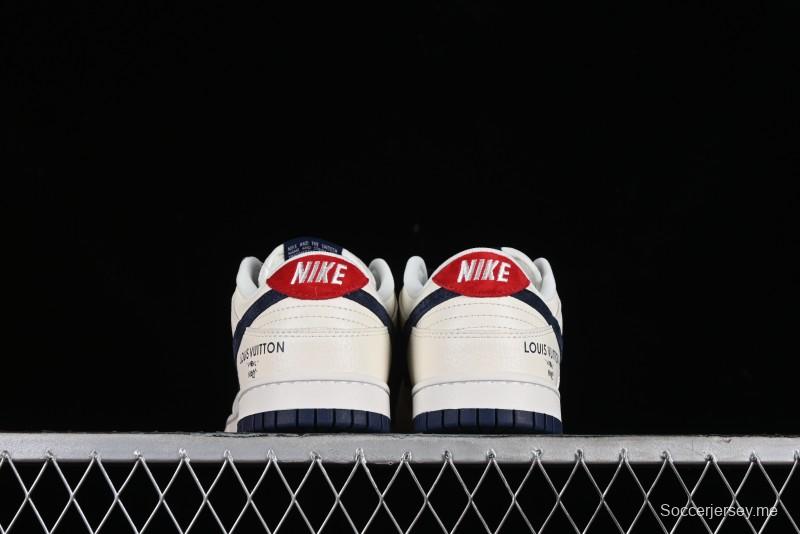 Nike SB Dunk Low LV Collaboration - Suede Navy Blue Anniversary High-End Custom Low-Top Casual Skate Shoes - FC1688-134