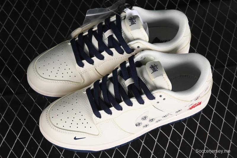 Nike SB Dunk Low Stussy Collaboration - Off White Floral Swoosh Anniversary High-End Custom Low-Top Casual Skate Shoes - XY1688-001