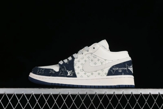 Nike Air Jordan 1 Low LV Collaboration - Light Blue Retro Casual Sneakers - SJ9950-003