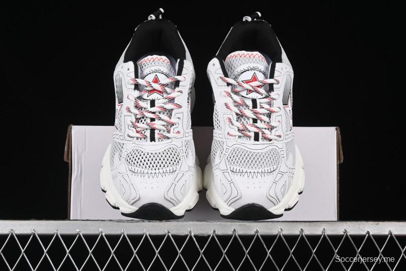 Dior Chrono Round Toe Lace-Up Lifestyle Casual Running Sneakers - 19W WHITE RED