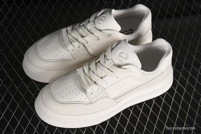 ECCO 2024 New Fashion Simple Versatile Genuine Leather White Sneakers - 61881301002