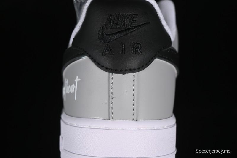 Nike Air Force 1 '07 Low White Grey Black Double Swoosh Casual Sneakers - DY8899-001