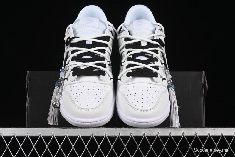 Nike Dunk Low CNY Year of the Dragon Limited Edition SB Lace-Up Casual Sneakers with Silver-White Design - DV0831-101