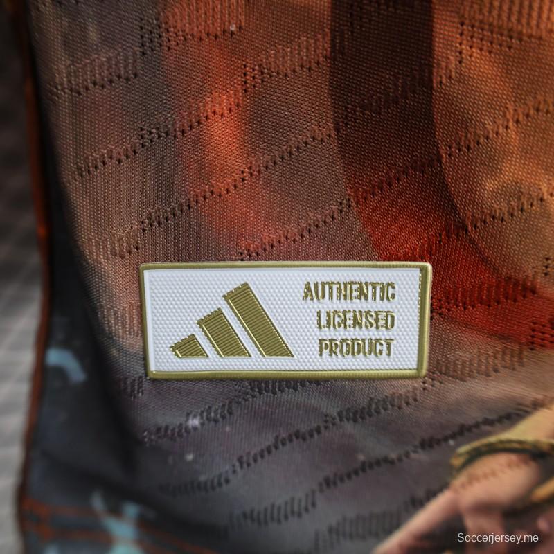 إصدار اللاعب 25/26 ريال مدريد 25/26 قميص ريال مدريد زها برتقالي مع قميص محارب التنين