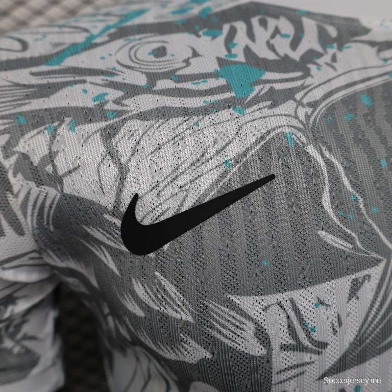 إصدار اللاعب 2025 قميص أبيض برازيلي مع قميص الببغاء الأزرق