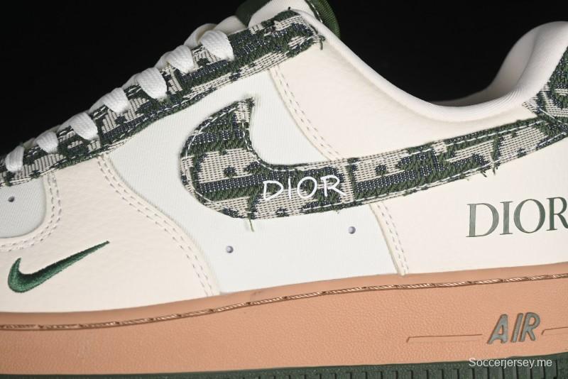 Nike Air Force 1 '07 Low Dior Collaboration - Beige Green Swoosh Low-Top Casual Sneakers - KK1988-010
