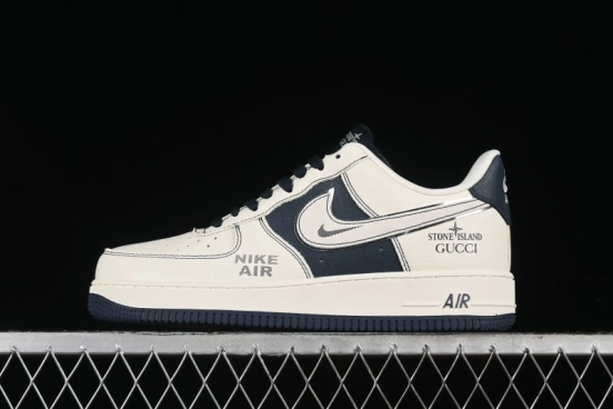 Nike Air Force 1 '07 Low Gucci Stone Island Collaboration - Off White Graphite Low-Top Casual Sneakers - KK1988-013