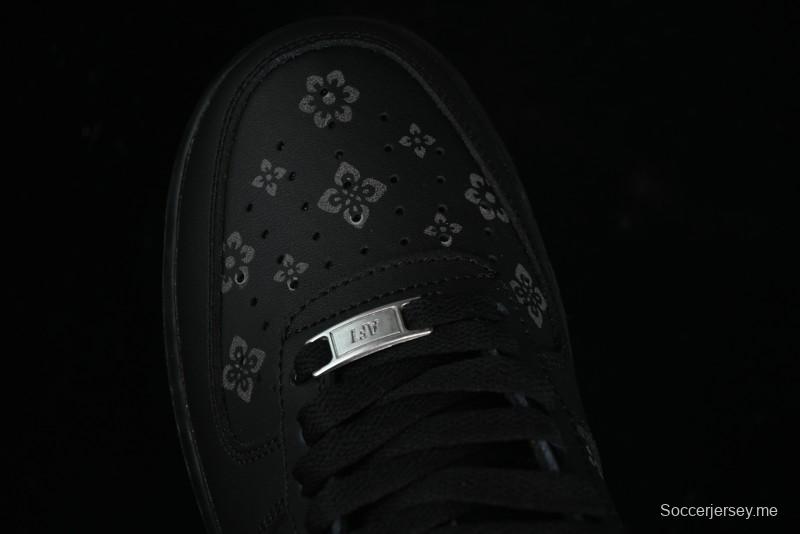 Nike Air Force 1 '07 Low LV Custom All Black Casual Sneakers - 315122-101