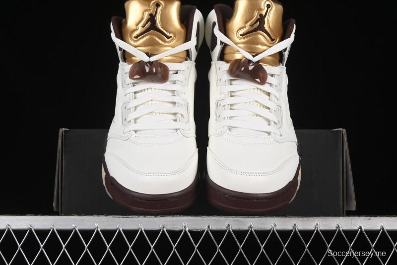 Nike Air Jordan 5 Retro Basketball Shoes in White/Tan - DD9336-200