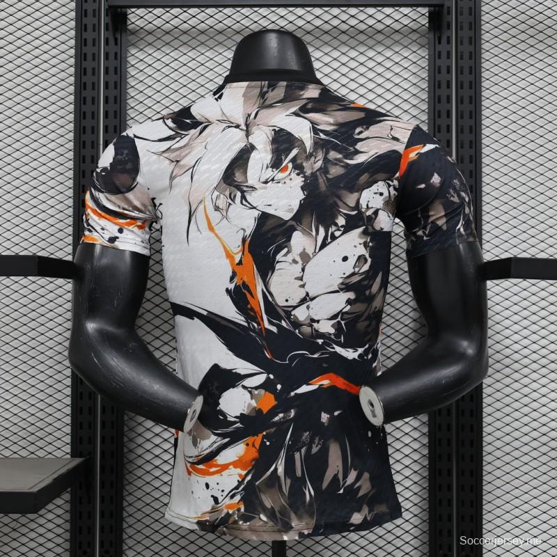 إصدار اللاعب 2025 قميص ياباني أبيض مع رذاذ الحبر المجرد 2025
