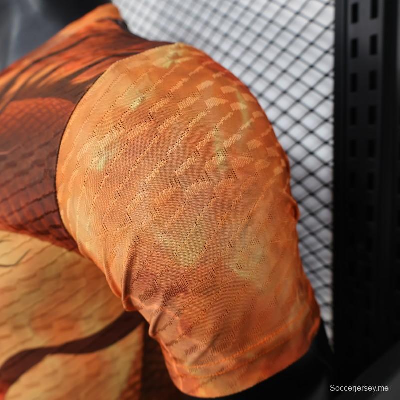 إصدار اللاعب 25/26 ريال مدريد 25/26 قميص ريال مدريد زها برتقالي مع قميص محارب التنين